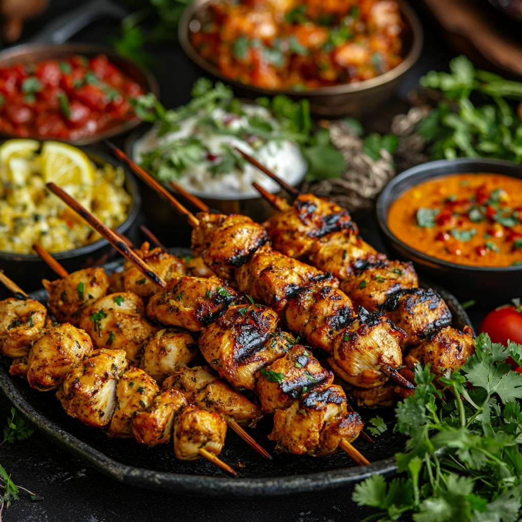 A variety of chicken dishes prepared in different cooking styles